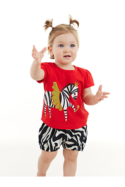 Denokids Ballerina Zebra Baby Girl T-Shirt Poplin Shorts Set