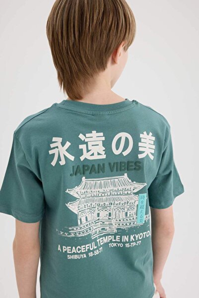 DeFacto Αγόρι με κοντομάνικο μπλουζάκι με στάμπα με λαιμόκοψη E5084A825SM