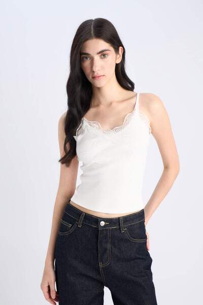 DeFacto Slim Fit Dar Kesim V Yaka Fitilli Kaşkorse Atlet E8680AX25SP