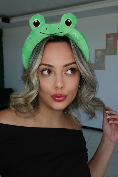 TAKIŞTIR Yeşil Renk Kurbağa Figürlü Peluş Taç