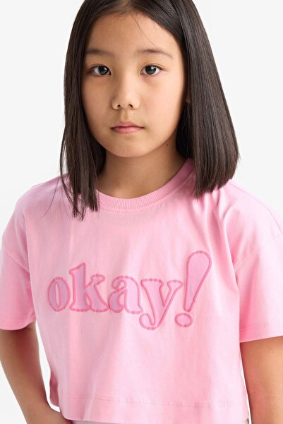 DeFacto Κοριτσίστικο κοντομάνικο μπλουζάκι με λαιμόκοψη E0063A825SM