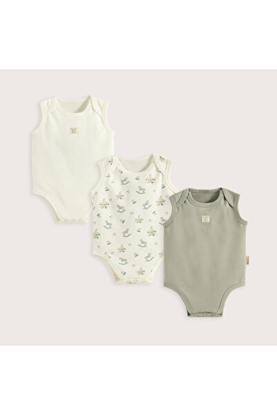 Chakra Cute Circus 3-Piece Sleeveless Body Set Ecru/Green