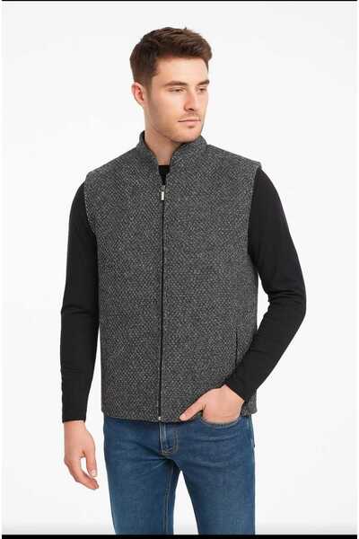 BYBEYEMS GİYİM Patterned Black and White Cashmere Vest