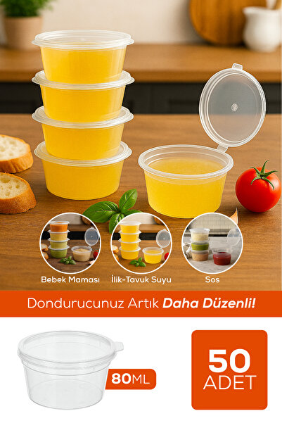 Vienev 50’li Dondurucuya Uygun Saklama Kabı – 80 ml Sos, İlik, Tavuk Suyu Saklama Kabı