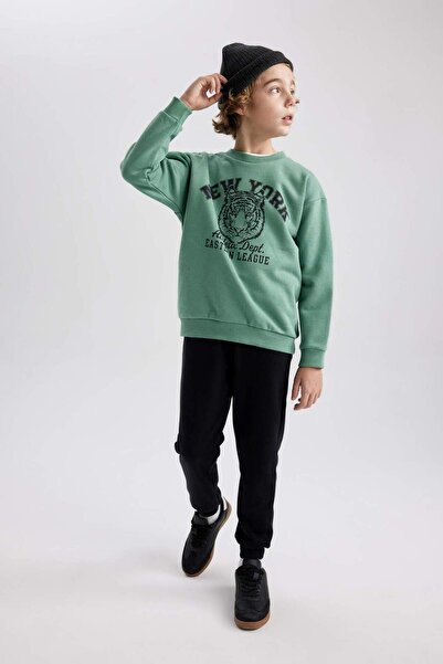DeFacto Erkek Çocuk Bisiklet Yaka Baskılı Sweatshirt B7822A8NS