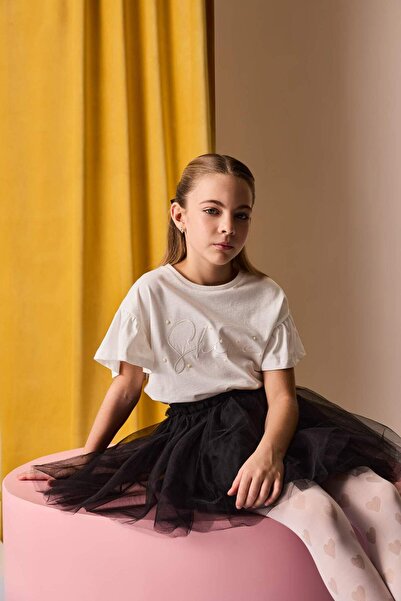 DeFacto Dívčí tričko s krátkým rukávem s potiskem Crew Neck E0820A825SM