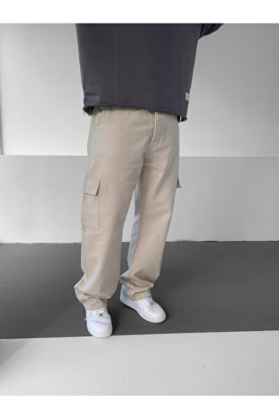 NO1 KONSEPT Bej Kargo Cepli Baggy Kot Pantolon