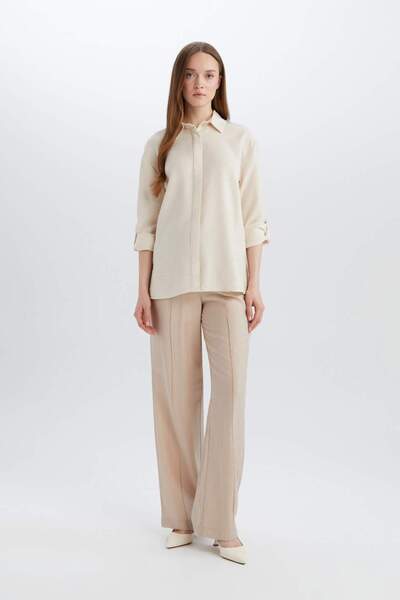 DeFacto Regular Fit Basic Plain Long Sleeve Shirt Tunic E0785Ax25Sp