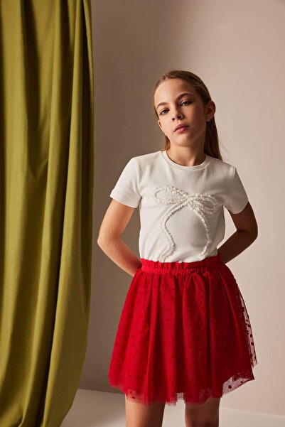 DeFacto Tricou cu mânecă scurtă imprimat cu decolteu rotund, slim fit, pentru fete E0821A825SM