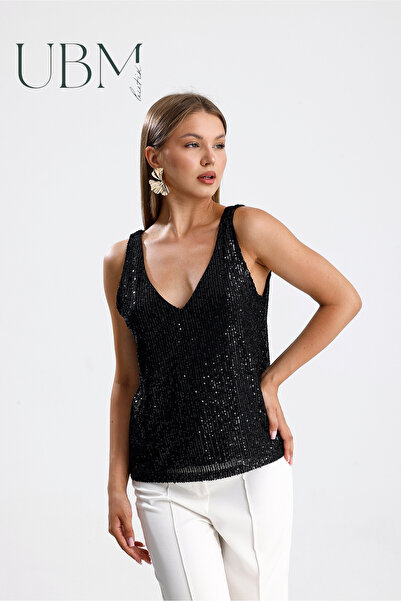 ubmbutik Kadın Bluz - V Yaka Pul Payetli Bluz