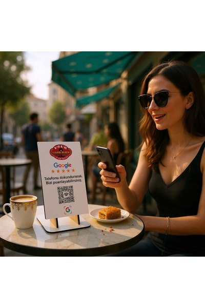 Universal NFC ve QR Kodlu Google Yorum Standı – Kafe, Restoran, Ofis, Dükkanl...