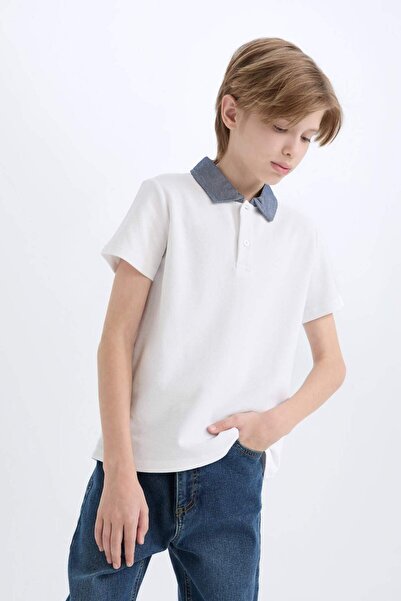 DeFacto Jungen-T-Shirt mit Polokragen, Basic, einfarbig, kurzärmelig, D9254A825SM