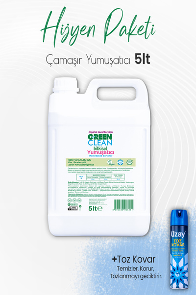 Green Clean Bitkisel Çamaşır Yumuşatıcı 5 lt ve Toz Kovar Parfümlü 300 ml