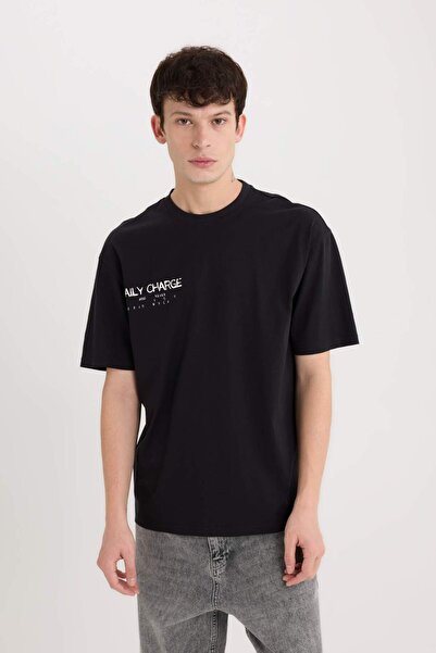 DeFacto 100% βαμβακερό μπλουζάκι με κοντό μανίκι με στάμπα στην πλάτη D5583AX25SP