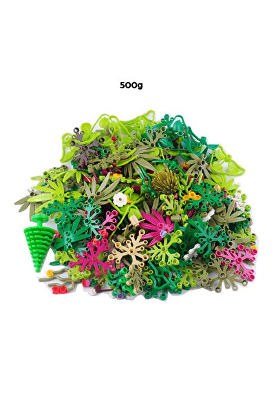 Choice 500 جرام من نباتات MOC والملحقات والطوب والعشب والشجرة والأوراق والزهور والشجيرات ومكعبات البناء في الغابة ومنزل المدينة