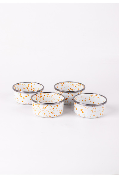 EMAYlab Speckles Enamel 4-Piece Bowl Set, Snack Bowl, Breakfast Bowl, Jam Bowl, Olive Bowl, Serving Bowl Set 8cm 200 ml