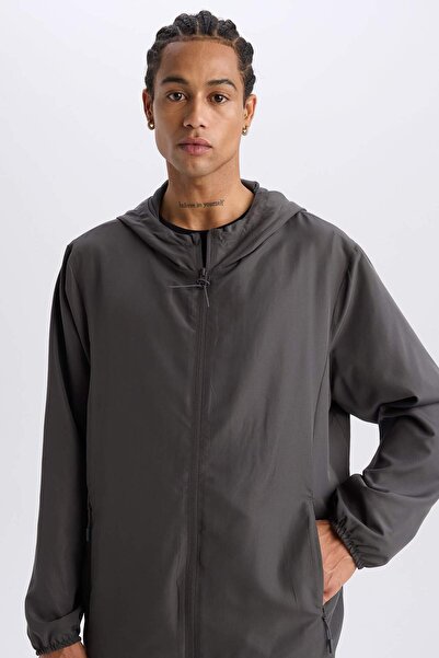 DeFacto Defactofit Water Repellent Regular Fit Hooded Mesh Lined Zip Woven Coat D6180Ax25Sp
