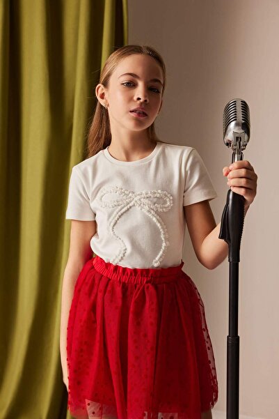 DeFacto Tricou cu mânecă scurtă imprimat cu decolteu rotund, slim fit, pentru fete E0821A825SM