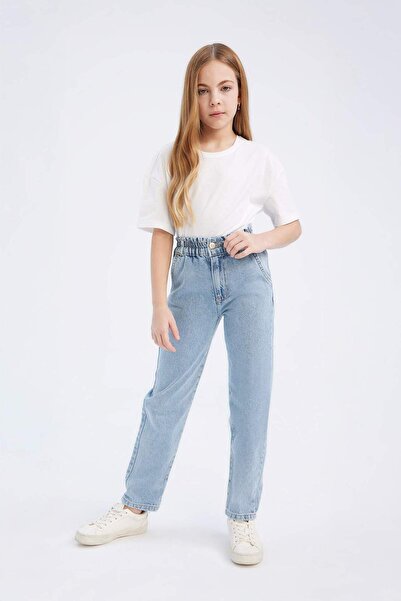 DeFacto Kız Çocuk Paperbag Jogger Paça Pamuklu Jean Pantolon D7112A825SM