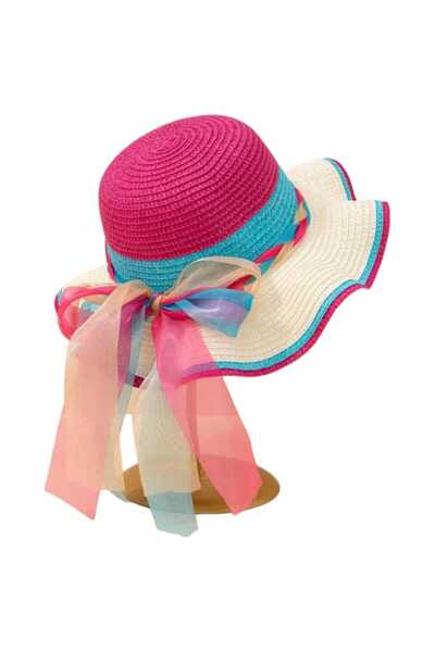 OEM Multicolored children's rattan sun hat with bows