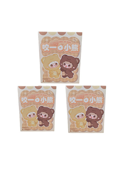 Miniso 3pc Yooki 4th Generation Blind Box Take A Bit Small Bear Series Plush Toys Exquisite Doll Keychain B