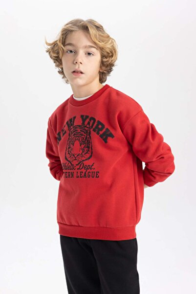DeFacto Erkek Çocuk Bisiklet Yaka Baskılı Sweatshirt B7822A8NS