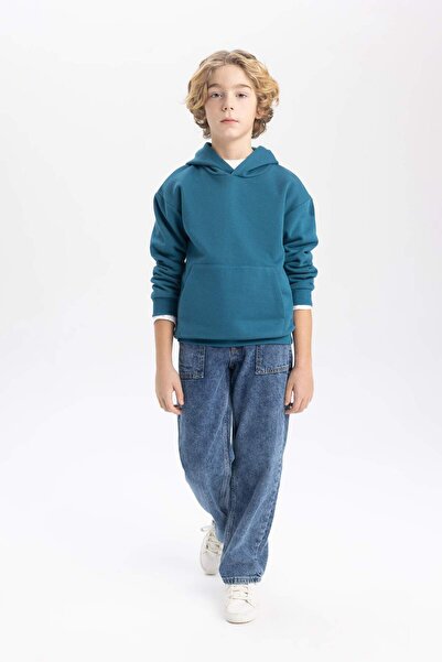 DeFacto Erkek Çocuk Basic Düz Kapüşonlu Sweatshirt B7773A8NS