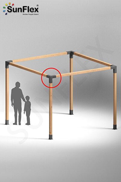 SUNFLEX 9 X 9 Ahşap Kirişler Için Triflex 3 Kollu Pergola Köşe Kiriş Braketi