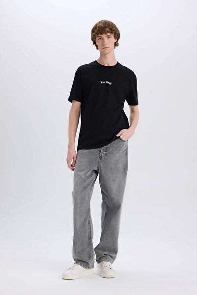 DeFacto 100% βαμβακερό μπλουζάκι με κοντό μανίκι με κανονική εφαρμογή Van Gogh με στάμπα στην πλάτη D5473AX25SP