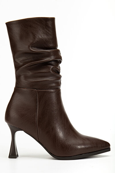 MARSEDO Γυναικείες μπότες με τακούνι με μυτερή μύτη με φερμουάρ και τακούνι μ...