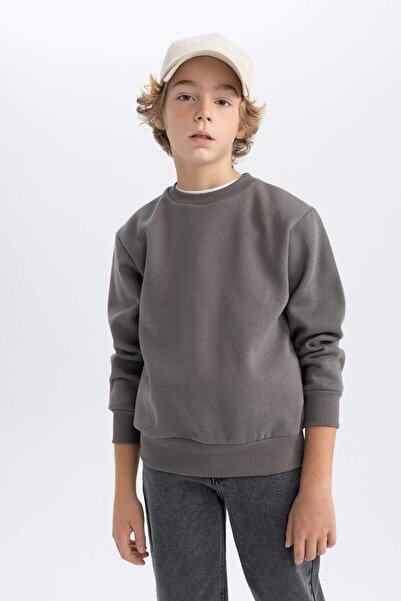 DeFacto Αγόρι Crew Neck Basic μονόχρωμο φούτερ B7772A8NS