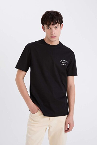 DeFacto Μπλουζάκι με κοντό μανίκι με στάμπα με κανονική εφαρμογή D5561AX25SP