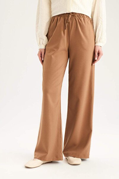 DeFacto Wide Leg Geniş Paça Beli Lastikli Bağcıklı Basic Düz Palazzo Pantolon C5628AX25SP