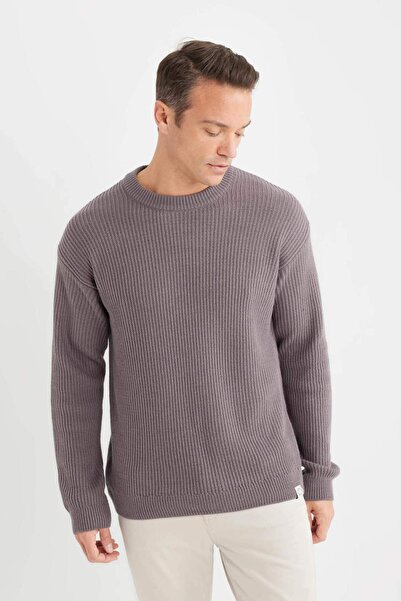 DeFacto Oversize Geniş Kalıp Bisiklet Yaka Triko Kazak B9718AX24WN