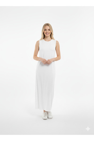 Plistre 2270_Women'S, Japanese Sleeve (Sleeveless), 100% Cotton Interlock Long Length Gilet Dress