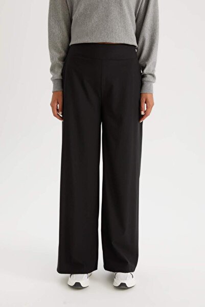 DeFacto DeFactoFit Wide Leg Geniş Paça Beli Fermuarlı Cepli Sporcu Premium Dokuma Pantolon C9416AX25SP