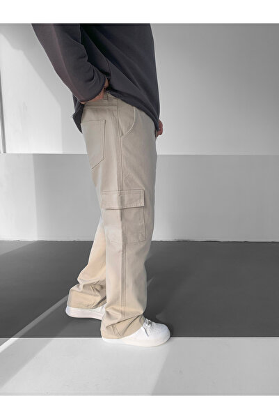 NO1 KONSEPT Bej Kargo Cepli Baggy Kot Pantolon