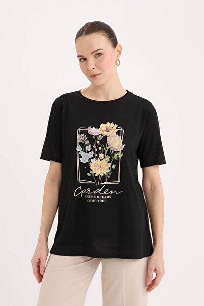 DeFacto Μπλουζάκι με κοντό μανίκι με στάμπα με κανονική εφαρμογή E1212AX25SP