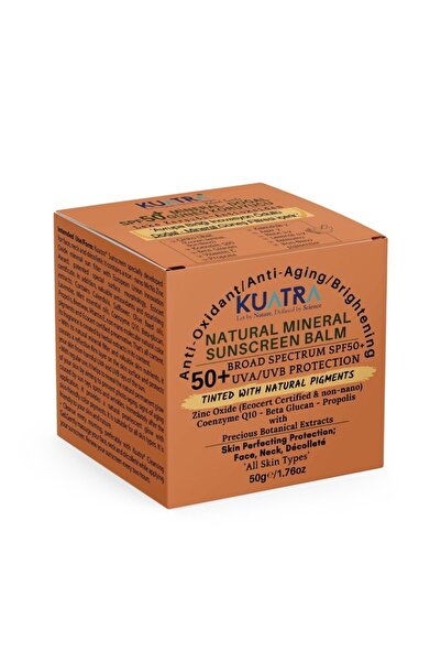KUATRA Spf 50+ Mineral-Renkli Doğal Güneş Koruyucu Antiaging- Leke Karşıtı - nane ve lavanta uçucu yağı ile