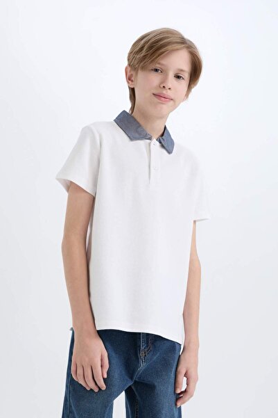 DeFacto Jungen-T-Shirt mit Polokragen, Basic, einfarbig, kurzärmelig, D9254A825SM