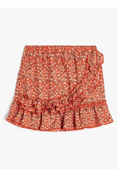 Koton Ruffle Detailed Double Breasted Mini Skirt with Elastic Waist