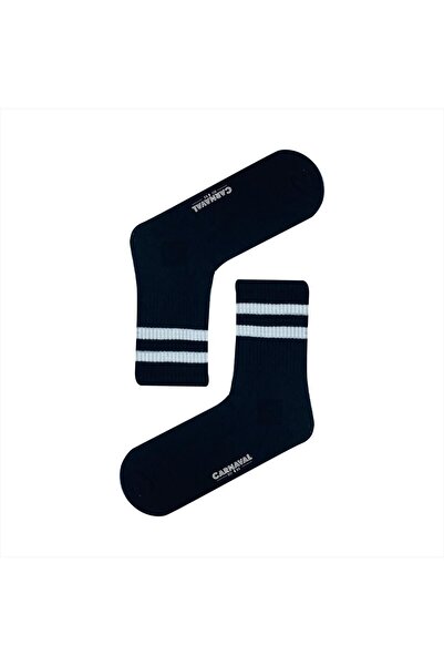 CARNAVAL SOCKS Черни спортни чорапи с два бели ивици