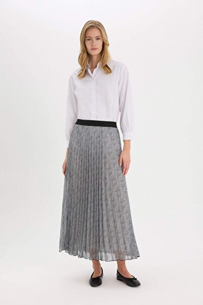 DeFacto Pleated Pattern Chiffon Maxi Skirt E5454Ax25Sp