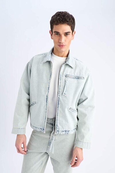 DeFacto Τζιν μπουφάν Relax Fit με φερμουάρ D8311AX25SP