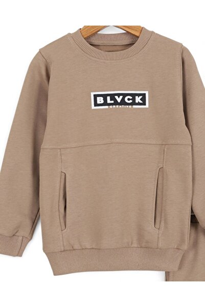 VOY KİDS Boy's Printed Sweatshirt with Pocket Detail 2-3-4-5-6-7-8-9-10 Years Old Seasonal School Tracksuit Set