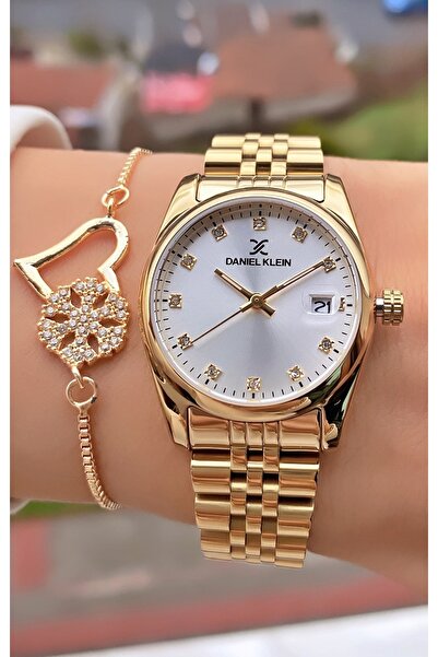 Daniel Klein Altın Renk Çelik KÜÇÜK Kasa 2 Yıl Garantili Kadın Kol Saati Bileklik Hediyeli