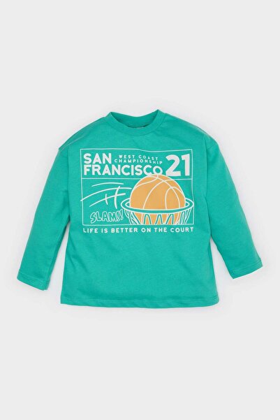 DeFacto Μακρυμάνικο μπλουζάκι με στάμπα για αγόρια με λαιμόκοψη E3671A525SP