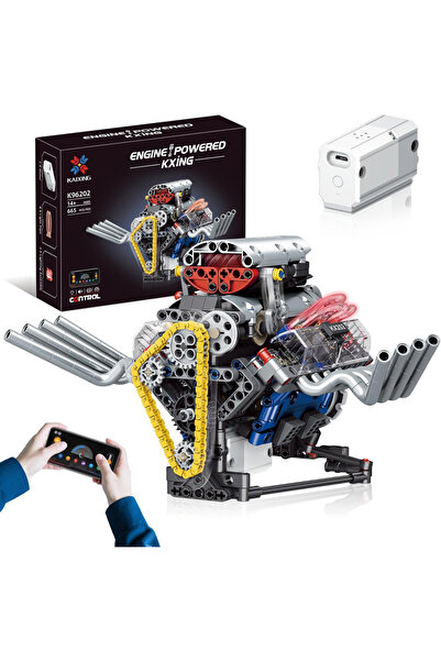 RaSteff STEM, Kit Motor V8 Functional, 665 Piese, Mecanic Realist, Cu Lumini ...