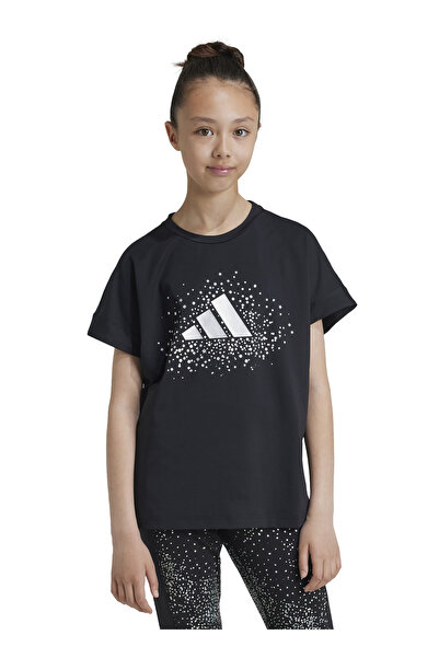 adidas Baskılı Siyah Kız Çocuk T-Shirt IW3284-JG GL TEE
