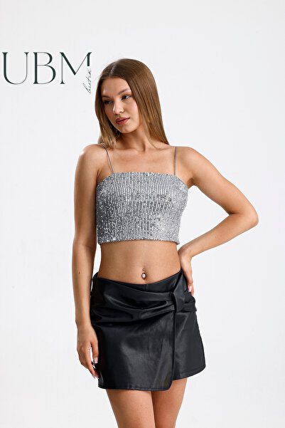ubmbutik Women's Bustier - Sequined Rope Strap Crop